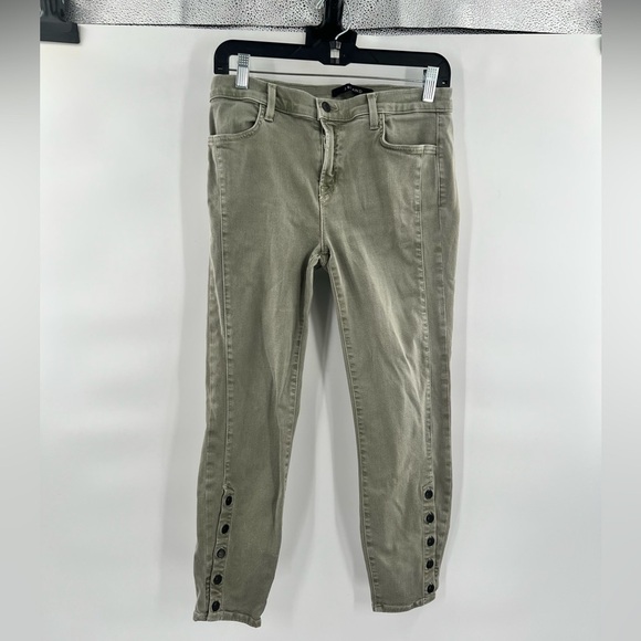 J. Brand Suvi green jeans cropped skinny size 31 button hem - Picture 1 of 8